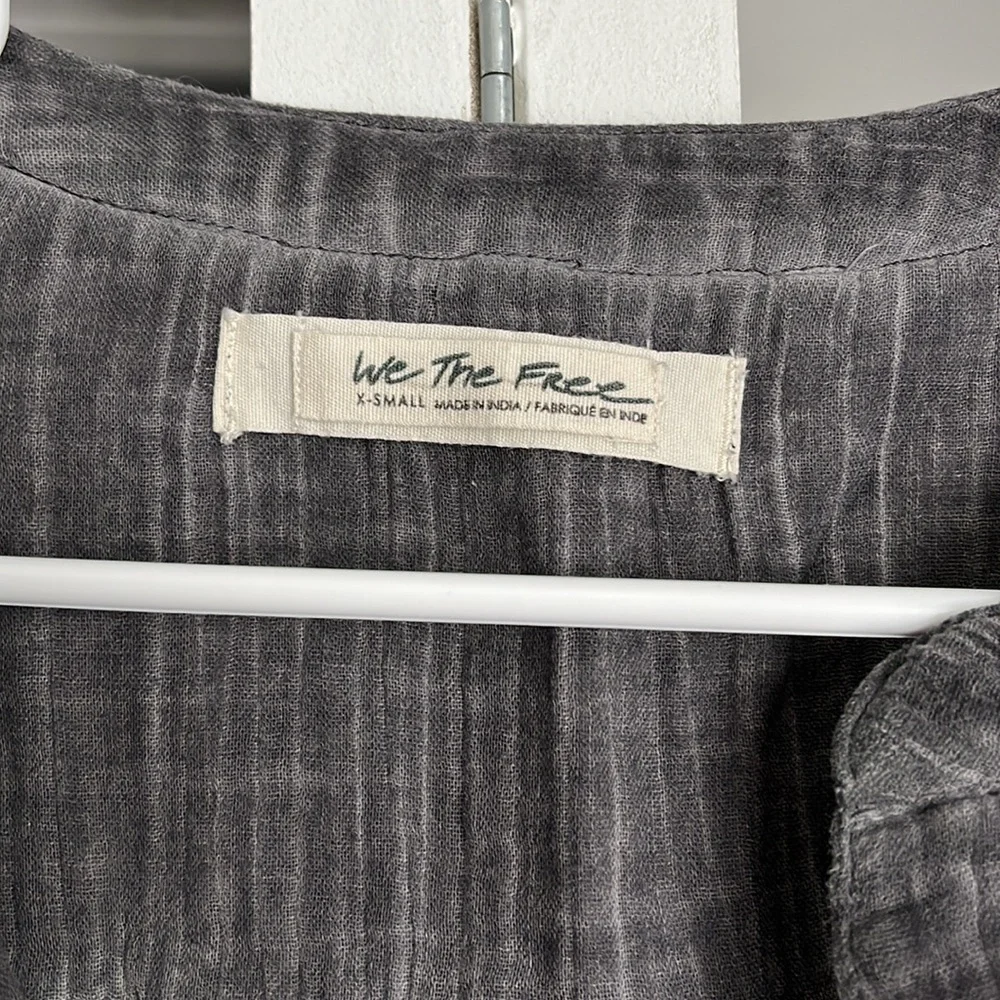 Free People Beachy Gauze Grey Top, lightly worn
